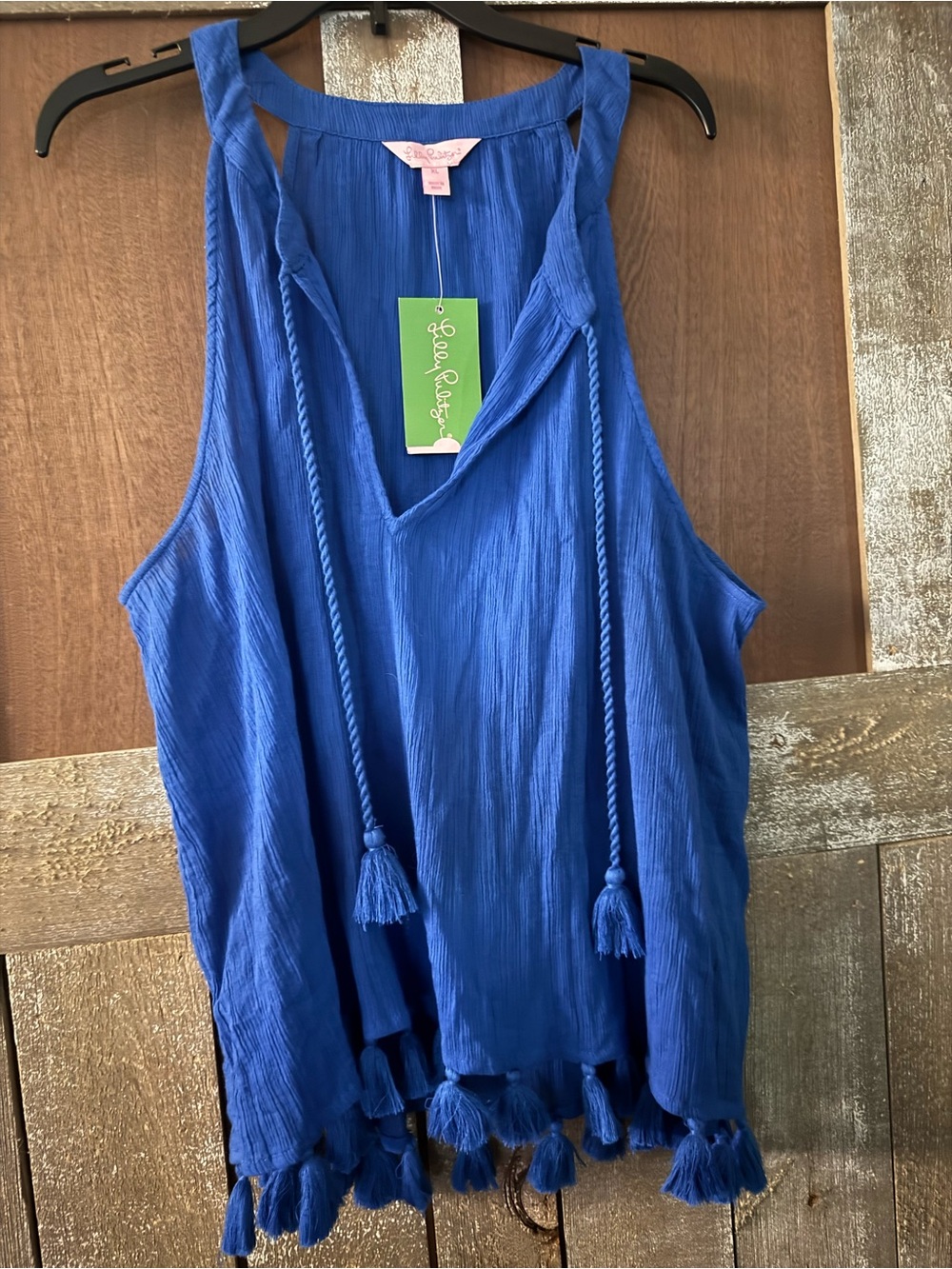 NWT Lilly Pulitzer Cobalt Blue Tassel-Trim Sleeveless Tank